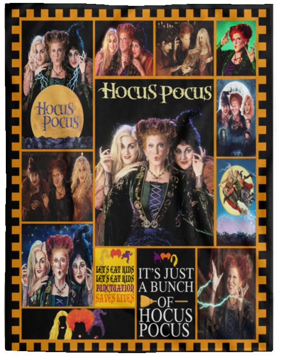 Hocus Pocus Halloween Blanket Hocus Pocus Quilt Fleece Sherpa Throw Gift Idea - VPL Cozy Plush Fleece Blanket - 60x80