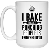 Jyotis - I Bake Because Punching People Is Frowned Upon Coffee Mug, Baking Gift For Women 15Oz