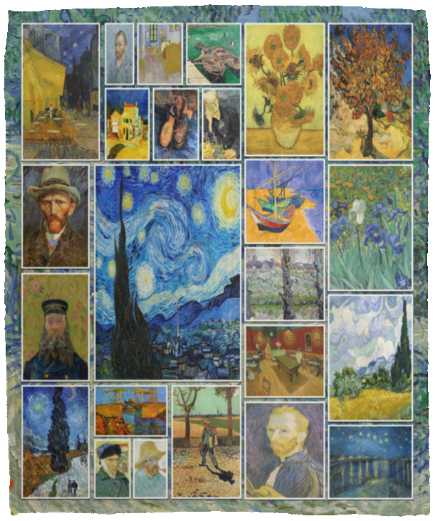 Van Gogh Collection Blanket, Van Gogh Quilt, Fleece, Sherpa Blanket VPM Cozy Plush Fleece Blanket - 50x60