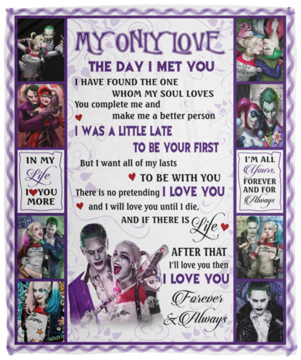 Joker Harley Quinn Blanket, My Only Love Fleece, Sherpa Blanket Valentine's gift VPM Cozy Plush Fleece Blanket - 50x60