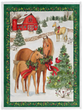Horse Christmas Blanket Merry Christmas Quilt Fleece Sherpa Christmas Gift Idea VPS Cozy Plush Fleece Blanket - 30x40