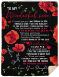 to My Wonderful MOM Blanket, to My Mom Blanket, to My Wonderful MOM How Special You are to ME 3D Pattern Custom Fleece Photo Blanket Fan Gift for Mom Mother - Sherpa Blanket - 60"x80"