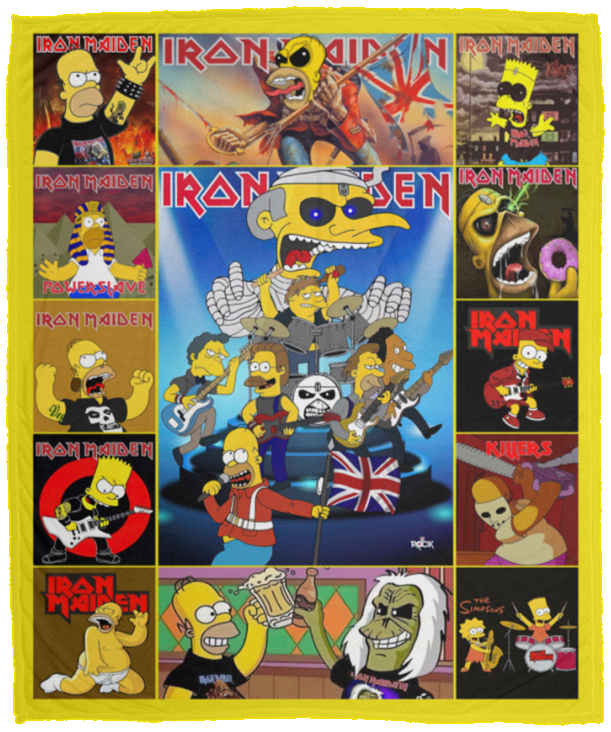 Iron Maiden Blanket, Fleece, Sherpa Blanket, Heavy Metal The Simpsons Blankets VPM Cozy Plush Fleece Blanket - 50x60