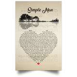 Lynyrd Skynyrdd Simple Man Guitar Heart Lyric Poster - No Frame (24 x 36)