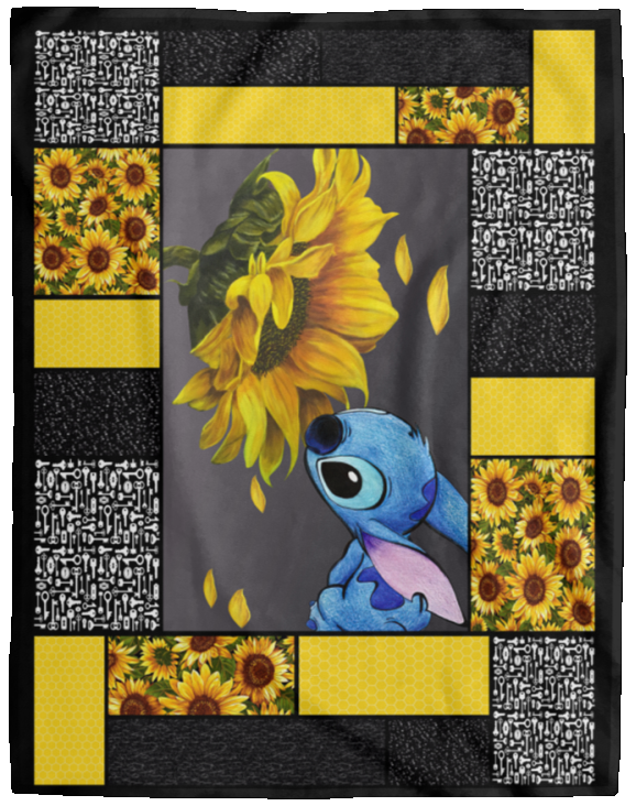 Stitch Sunflower Blanket, Stitch Fleece, Sherpa Blanket Soft and Warm VPL Cozy Plush Fleece Blanket - 60x80