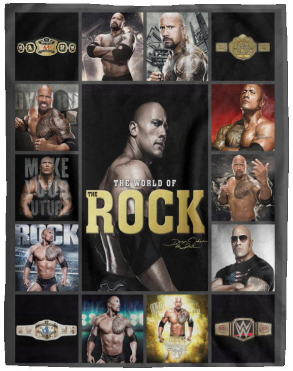 Dwayne Johnson Blanket, WWE - The Rock Fleece, Sherpa Blanket For Fans - VPL Cozy Plush Fleece Blanket - 60x80