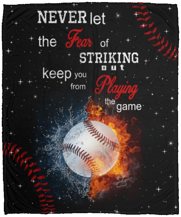 Baseball Blanket, Never Let the Fear Fleece, Sherpa Blanket, Gift Ideas - VPM Cozy Plush Fleece Blanket - 50x60