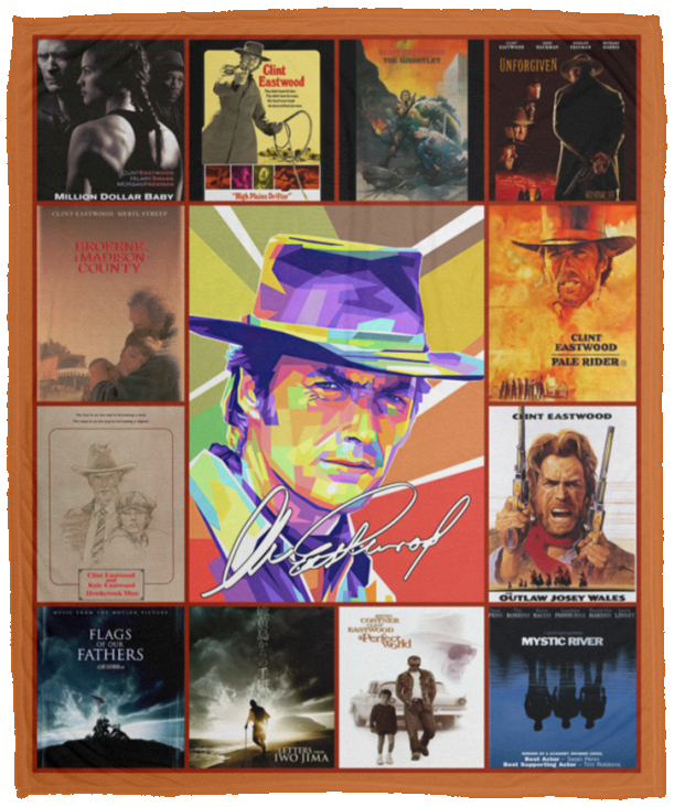 Clint Eastwood Blanket, Clint Eastwood For Fans Quilt, Fleece, Sherpa Blanket - VPM Cozy Plush Fleece Blanket - 50x60