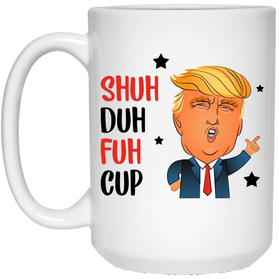 Funny Animal Lover Coffee Mug, SHUH DUH FUH CUP Shark Funny Unique White Ceramic Coffee Tea Cocoa Mug Great Office & Home Tea Cup Gift For Coffee & Tea Lovers Cool Birthday Best Souvenirs Perfect Gift 15Oz