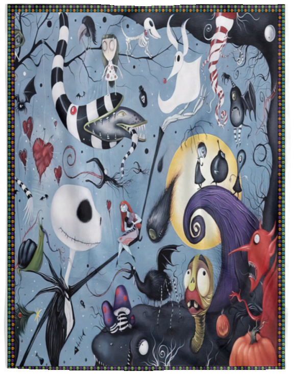 Nightmare Before Christmas Kingdom Fabric Blanket Christmas Gift Fleece Sherpa VPL Cozy Plush Fleece Blanket - 60x80