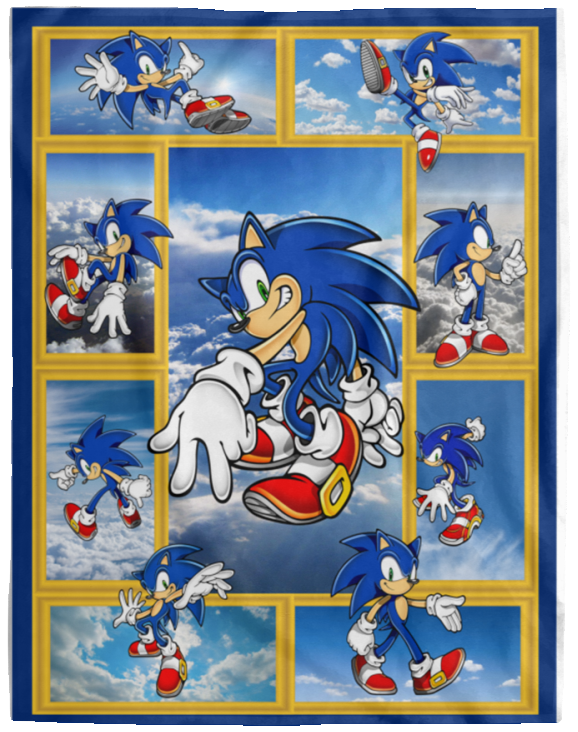 Cute Baby Sonic Blanket, Cute Sonic Blanket, Cartoon Kids Blanket, Sonic Hedgehog Game Blanket - Cozy Plush Fleece Blanket - 60x80