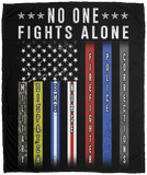 No One Fights Alone First Responders Thin Line American Flag Birthday Christmas Fleece Sherpa Blanket Bed Throw Tapestry Wall Hanging - VPM Cozy Plush Fleece Blanket - 50x60