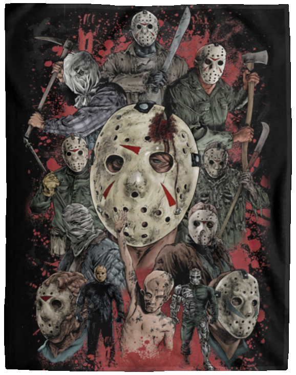 Horror Characters Blanket Jason Voorhees Quilt Fleece Sherpa Throw Halloween - VPL Cozy Plush Fleece Blanket - 60x80