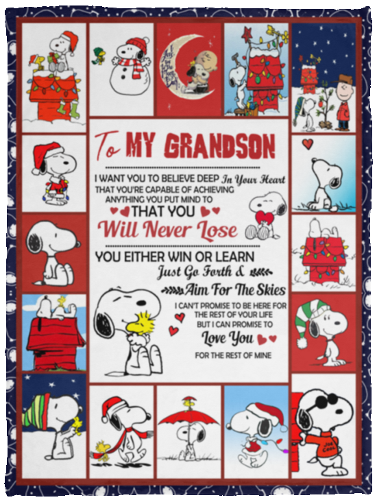 I Want You To Believe Snoopy Blanket Snoopy Quilt, To My Grandson Fleece Blanket VPS Cozy Plush Fleece Blanket - 30x40