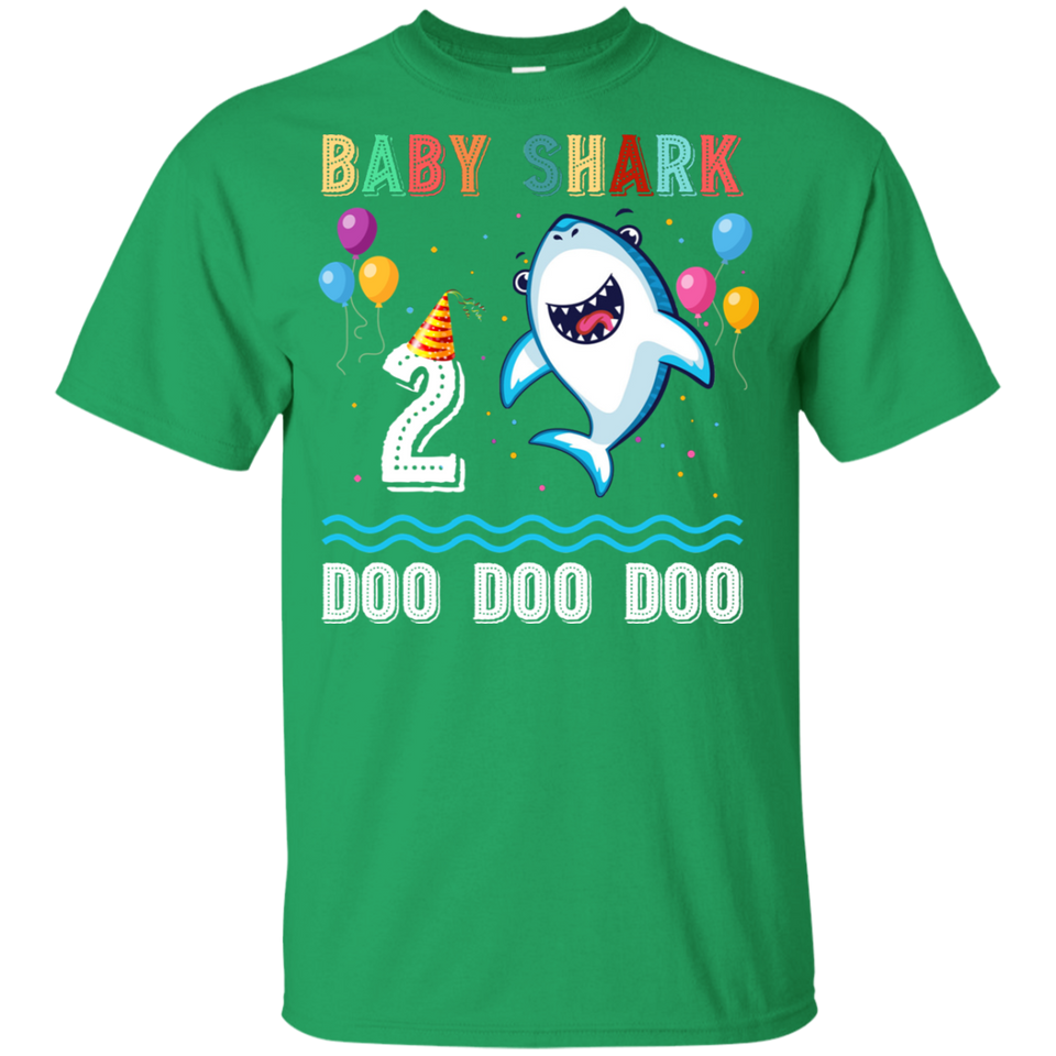 Kids Baby Shark Shirt Toddler 2nd birthday 2 Year Old Boy or Girl (G200B Gildan Youth Ultra Cotton T-Shirt)