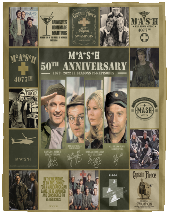 M A S H TV series Blanket, Mash 4077 50th Anniversary Fleece, Sherpa Blanket VPL Cozy Plush Fleece Blanket - 60x80