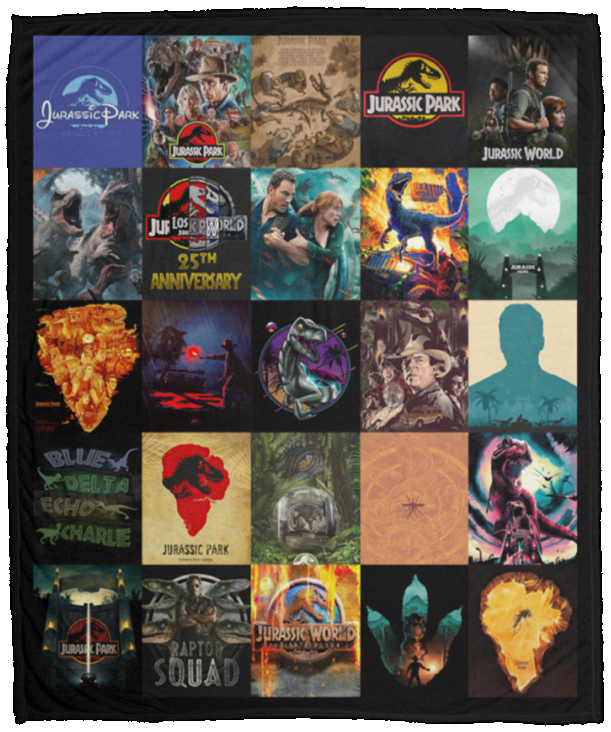 Jurassic Park Blanket, Jurassic Park Series Movies Quilt, Fleece, Sherpa Blanket - VPM Cozy Plush Fleece Blanket - 50x60