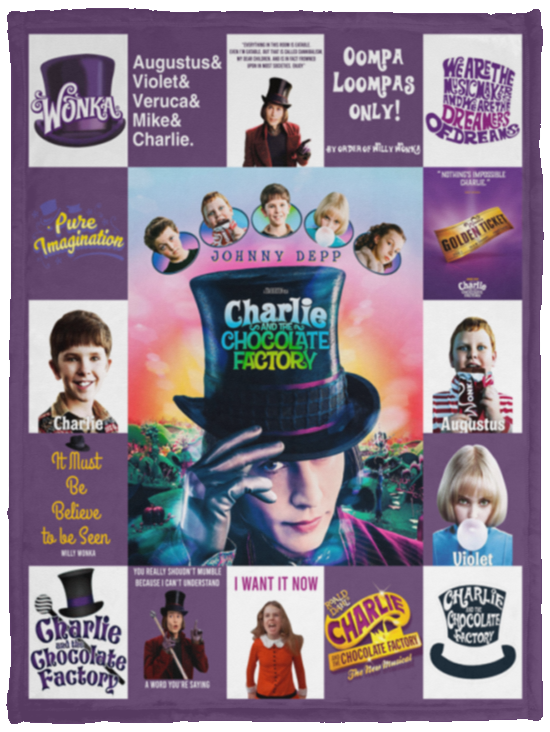 Charlie and the Chocolate Factory Blanket, Johnny Depp Fleece, Sherpa Blanket VPS Cozy Plush Fleece Blanket - 30x40