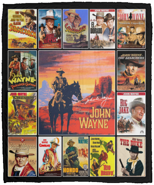 American Hero Blanket American Legend John-Wayne Blanket - Starring John Hero Wayne American Fleece, Sherpa Blanket White - VPM Cozy Plush Fleece Blanket - 50x60