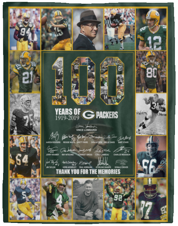 Green Bay Packers Blanket, 100th Green Bay Packers Fleece, Sherpa Blanket VPL Cozy Plush Fleece Blanket - 60x80