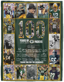 Green Bay Packers Blanket, 100th Green Bay Packers Fleece, Sherpa Blanket VPL Cozy Plush Fleece Blanket - 60x80