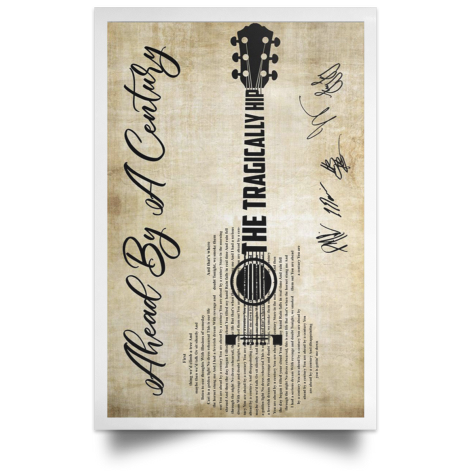 Tragically #Ahead by a Century Lyrics Signed-Hip Guitar - Trouble at The Henhouse Poster Home Art Wall Art Posters Prints Livingroom Kitchen-Room No Frame (16x24)