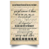 One Song Lyrics Poster - One Song Lyrics Portrait Poster Print - No Frame  16" x 24"