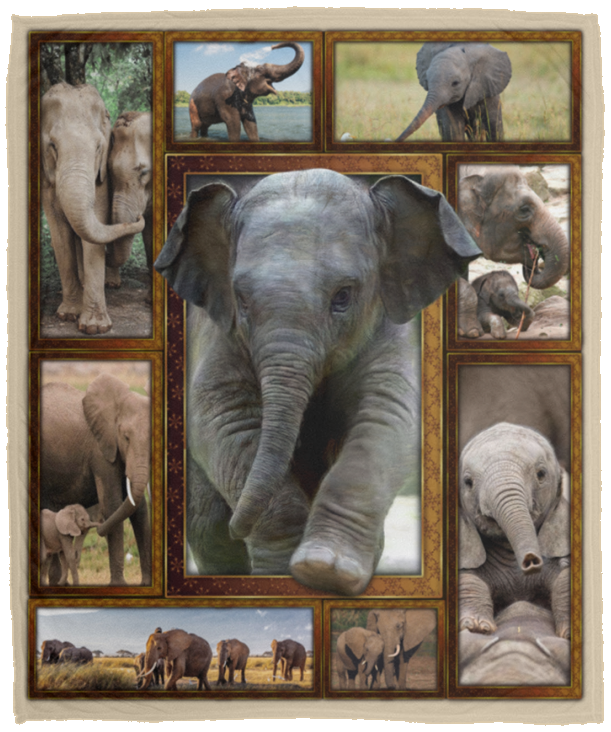 Elephant 3D Blanket Elephant Lover Quilt Fleece Sherpa Throw Blanket VPM Cozy Plush Fleece Blanket - 50x60