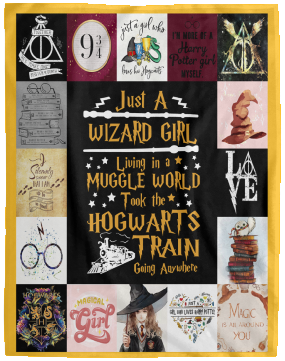 Harry Potter - Just a Wizard girl Blanket, Harry Potter Fleece, Sherpa Blanket VPL Cozy Plush Fleece Blanket - 60x80
