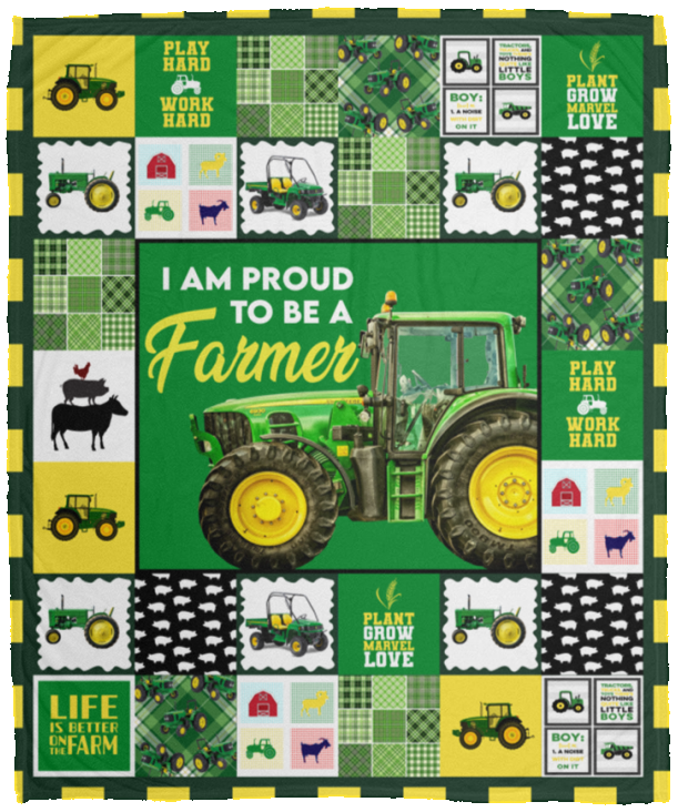 Tractor Blanket, Life is Better On A Farm Fleece, Sherpa Blanket Gift Idea - VPM Cozy Plush Fleece Blanket - 50x60