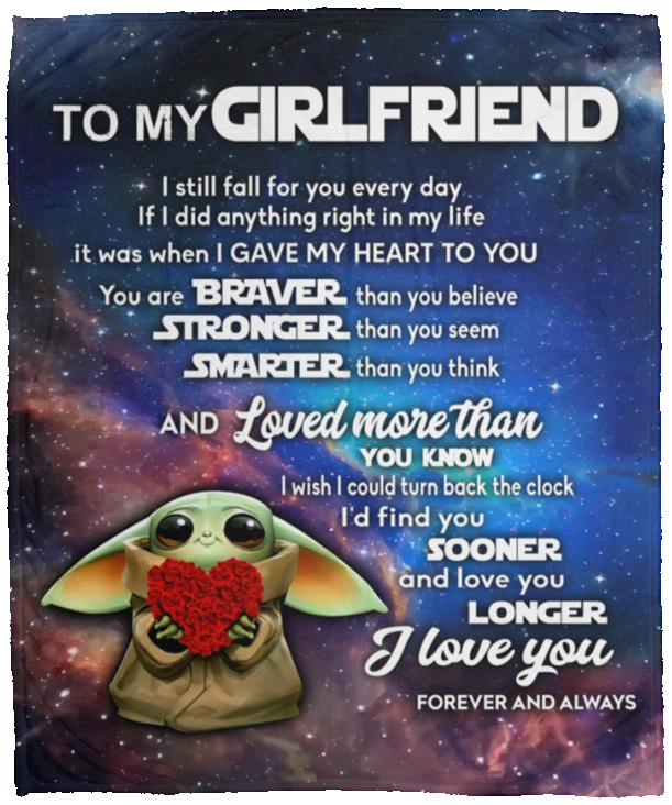To My Girlfriend I Fall For You Every Day Blanket Baby Yoda Quilt Fleece Sherpa- VPM Cozy Plush Fleece Blanket - 50x60