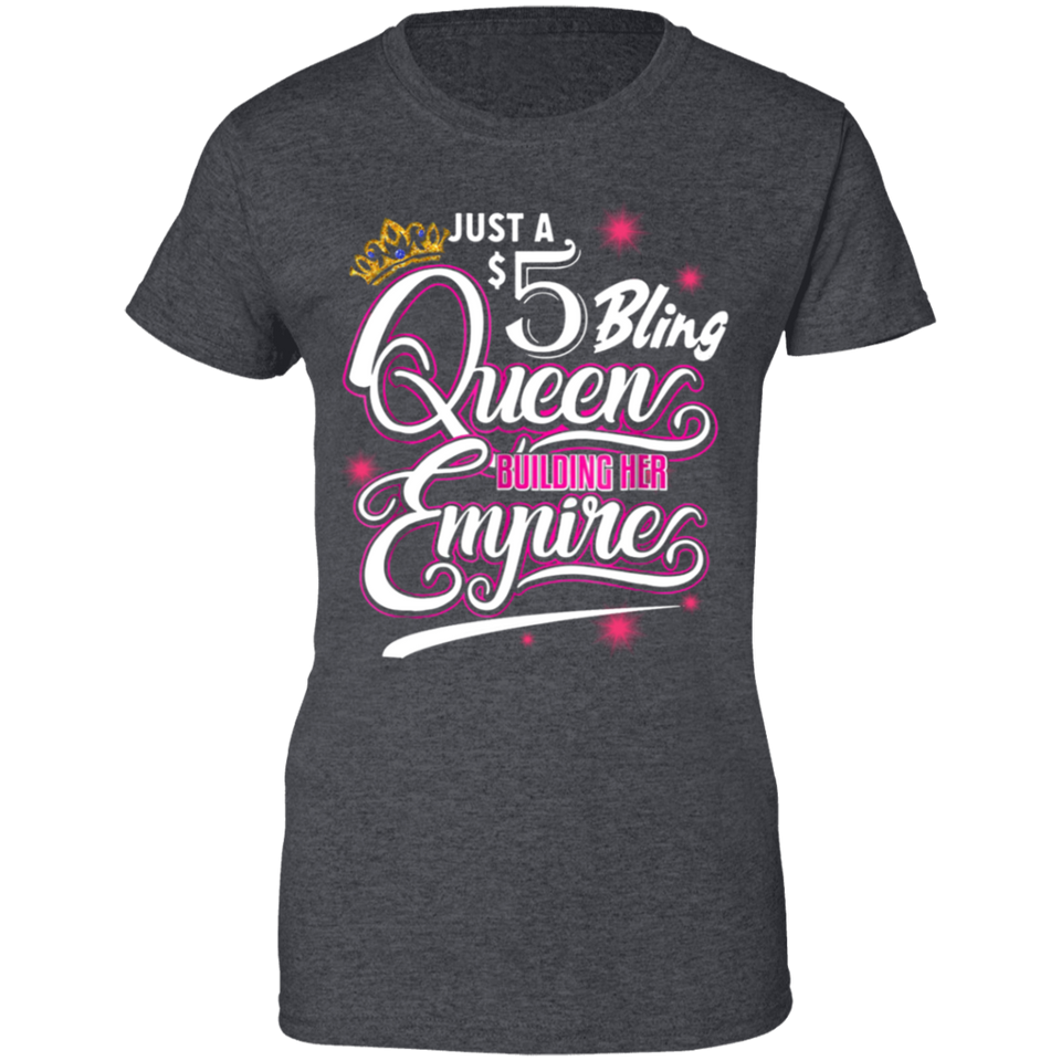 Mens Womens 5 Bling Queen Building Paparazzi Cool Black T-shirt