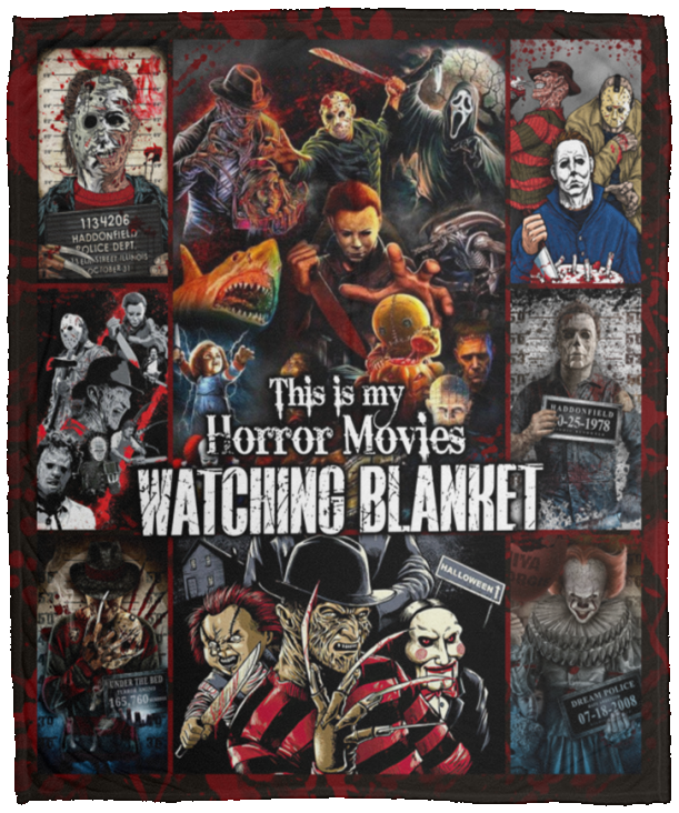 Halloween This is My Horror Movies Watching Blanket Horror Characters Fleece VPM Cozy Plush Fleece Blanket - 50x60