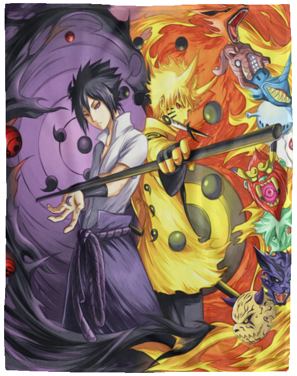 Sasuke vs Naruto Blanket, Sasuke & Naruto Quilt, Fleece, Sherpa Blanket VPL Cozy Plush Fleece Blanket - 60x80