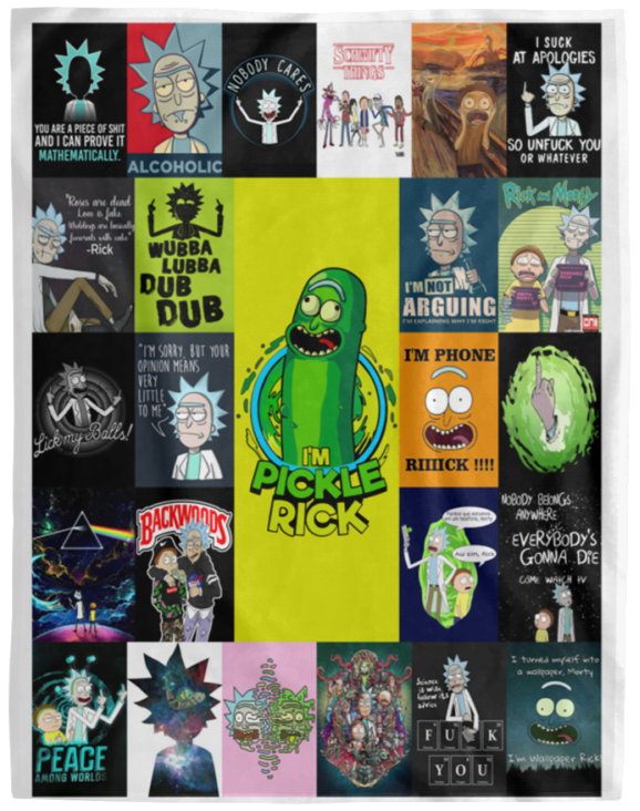 Rick And Morty Blanket, I'm Pickle Rick Fleece, Sherpa Blanket VPL Cozy Plush Fleece Blanket - 60x80
