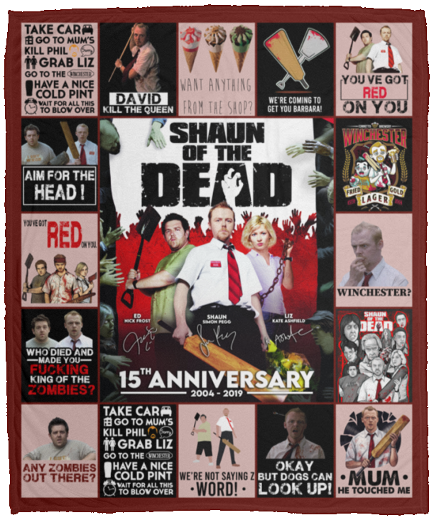 Shaun of the Dead Blanket Funny Halloween Quilt Fleece Sherpa Throw Blanket VPM Cozy Plush Fleece Blanket - 50x60