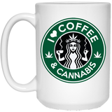 I Love Coffee and Cannabis Coffee Mug, Reefer, Great Gift, Marijuana, Weed, Stoner, Pot Head, Funny Cup, Novelty Present, Unique Coffee Mug 15Oz