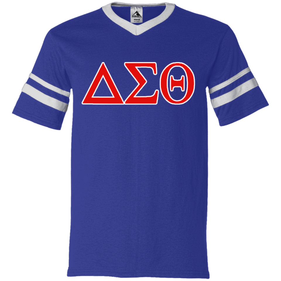 Delta 1913 Sigma Theta Paraphernalia T-Shirt Womens Delta Sigma Theta T-Shirt (360 Augusta V-Neck Sleeve Stripe Jersey)