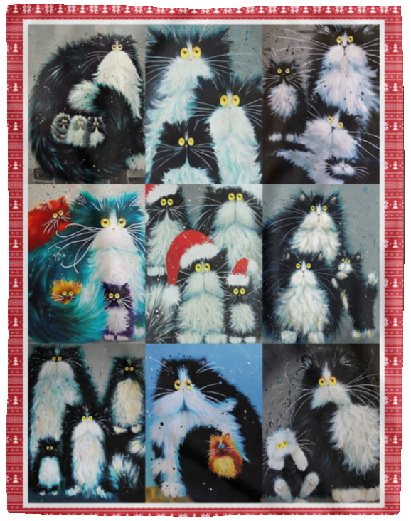 Sugar Cat Love Blanket, Cute Cats Fleece, Sherpa Blanket VPL Cozy Plush Fleece Blanket - 60x80