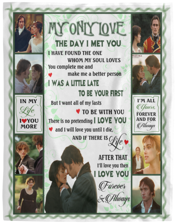 My Only Love Blanket, Pride and Prejudice Fleece or Sherpa Blankets Valentine's Day - VPL Cozy Plush Fleece Blanket - 60x80