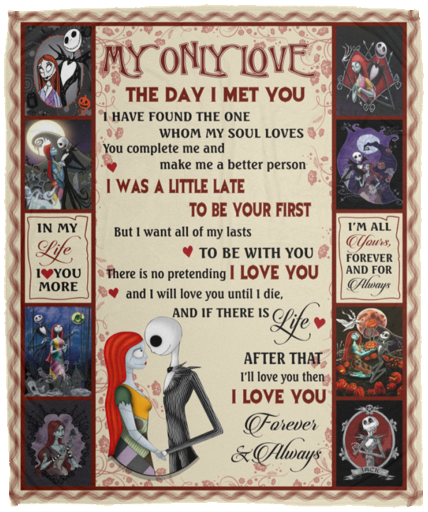 Jack and Sally Blanket, My Only Love Fleece, Sherpa Blanket Valentine's Gift VPM Cozy Plush Fleece Blanket - 50x60