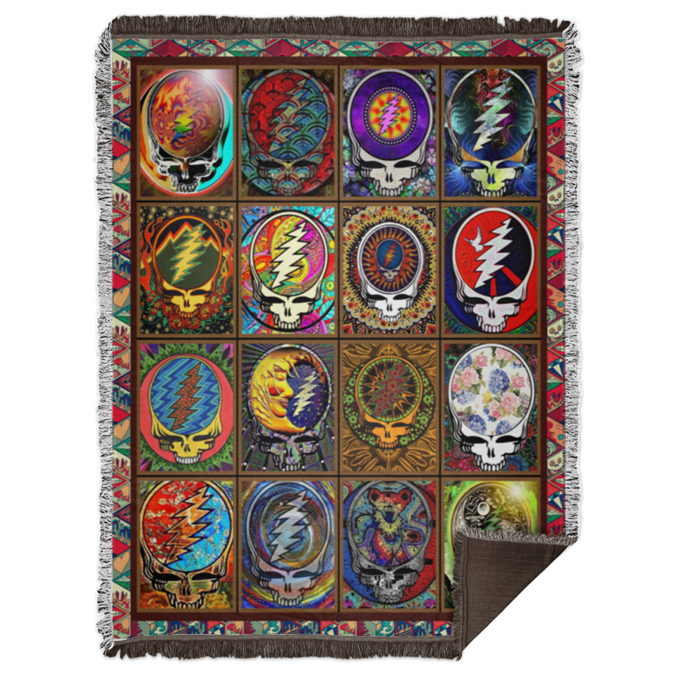 Skull Grateful Dead Steal Your Face Grateful Dead  V2 - WV 60x80 - WB68 Woven Blanket - 60x80