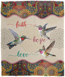 Hummingbird Blanket, Faith, Hope & Love Fleece, Sherpa Blanket, Gift Ideas VPM Cozy Plush Fleece Blanket - 50x60