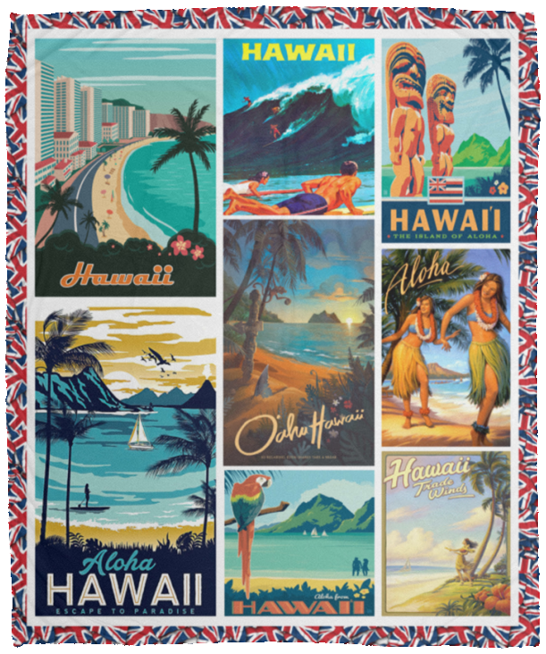 Hawaii Blanket, Hawaiian Culture & History Fleece, Sherpa Blanket - VPM Cozy Plush Fleece Blanket - 50x60