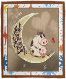 Cow Blanket, I Love You To The Moon And Back Fleece, Sherpa Blanket VPM Cozy Plush Fleece Blanket - 50x60