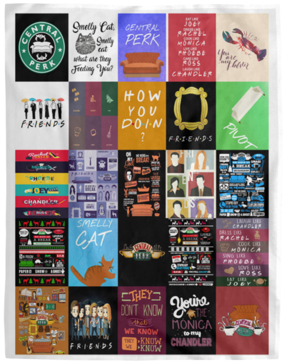 Friends Blanket, Friends Tv Show Signature Actors Thank You for The Memories Best Gift Christmas Blanket - Fleece Sherpa Blanket - Version 6 - VPL Cozy Plush Fleece Blanket - 60x80