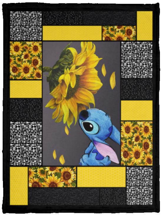 Stitch Sunflower Blanket, Stitch Fleece, Sherpa Blanket Soft and Warm VPS Cozy Plush Fleece Blanket - 30x40