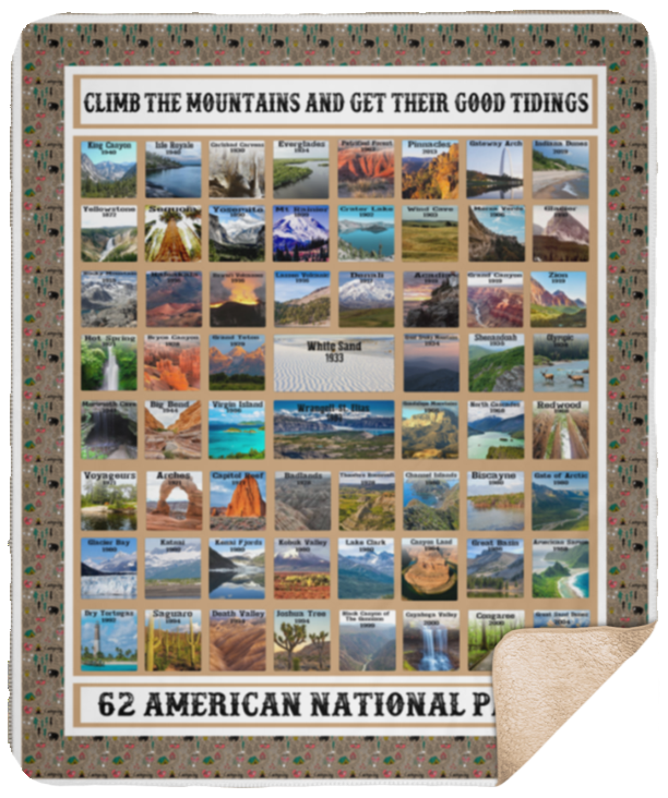 Climb the Mountains and Get Their Good Tidings SHM Sherpa Blanket - 50x60