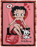 Betty Boop Blanket Betty Boop Lipstick Quilt Fleece Sherpa Throw Blanket - VPL Cozy Plush Fleece Blanket - 60x80
