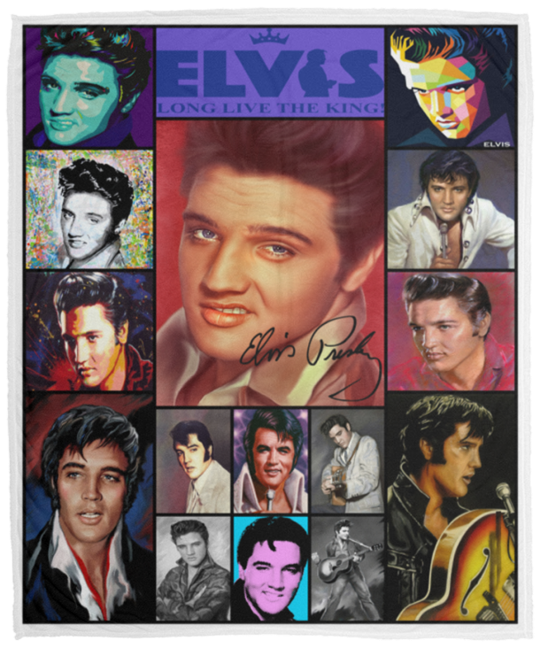 Elvis Presley Blanket Elvis Long Live The King Quilt Fleece Sherpa Throw Blanket VPM Cozy Plush Fleece Blanket - 50x60
